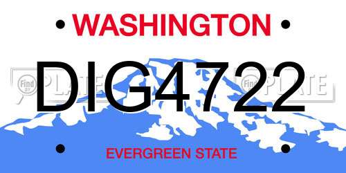 DIG4722 Washington License Plate
