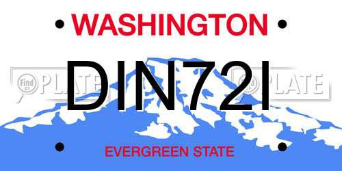 DIN72I Washington License Plate