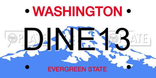 DINE13 Washington License Plate