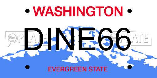 DINE66 Washington License Plate