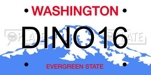 DINO16 Washington License Plate
