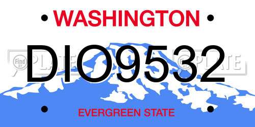 DIO9532 Washington License Plate