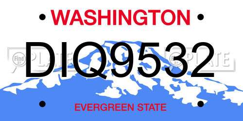 DIQ9532 Washington License Plate