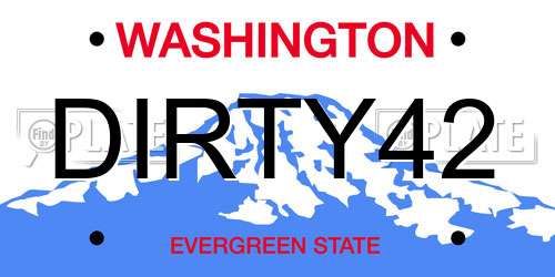 DIRTY42 Washington License Plate