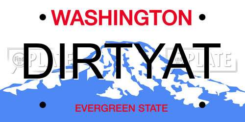 DIRTYAT Washington License Plate