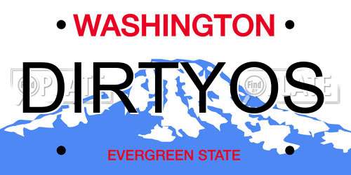 DIRTYOS Washington License Plate