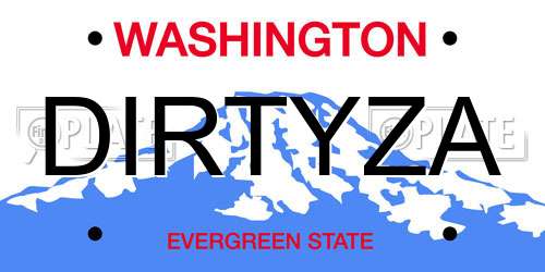 DIRTYZA Washington License Plate
