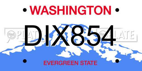 DIX854 Washington License Plate