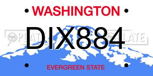 DIX884 Washington License Plate