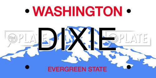 DIXIE Washington License Plate