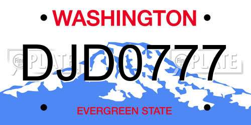 DJD0777 Washington License Plate