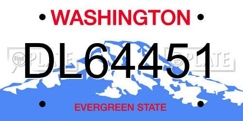 DL64451 Washington License Plate