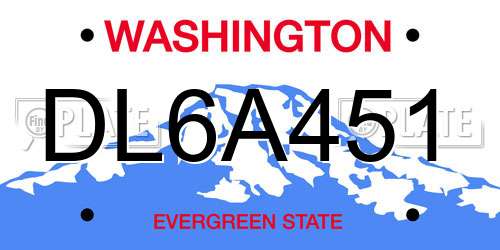 DL6A451 Washington License Plate