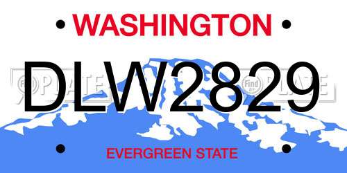 DLW2829 Washington License Plate