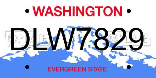 DLW7829 Washington License Plate