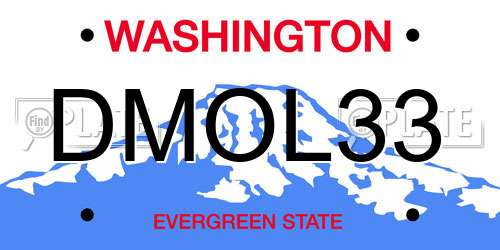 DMOL33 Washington License Plate