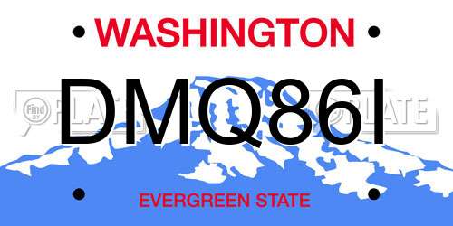 DMQ86I Washington License Plate