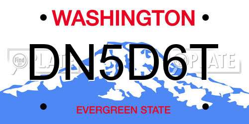 DN5D6T Washington License Plate