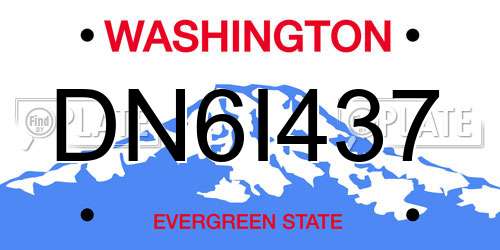 DN6I437 Washington License Plate