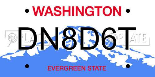 DN8D6T Washington License Plate