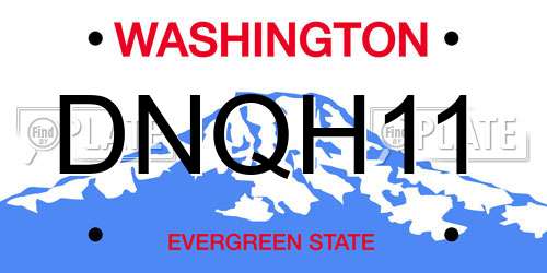 DNQH11 Washington License Plate
