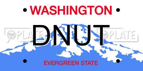 DNUT Washington License Plate