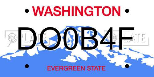 DO0B4F Washington License Plate