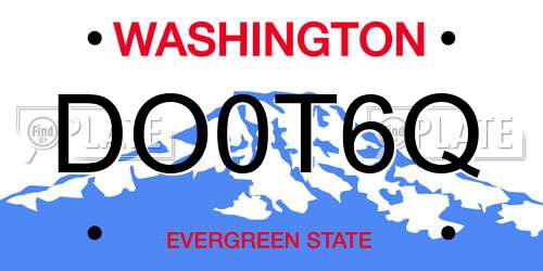 DO0T6Q Washington License Plate
