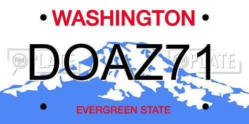 DOAZ71 Washington License Plate