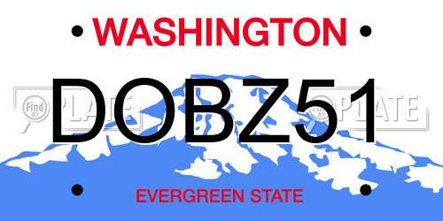 DOBZ51 Washington License Plate
