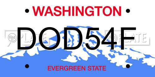 DOD54F Washington License Plate