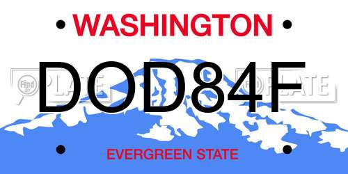 DOD84F Washington License Plate
