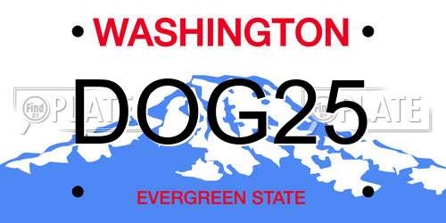 DOG25 Washington License Plate