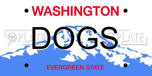 DOGS Washington License Plate