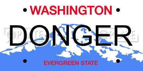 DONGER Washington License Plate