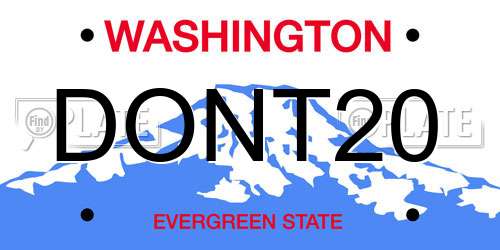 DONT20 Washington License Plate