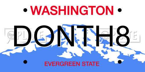 DONTH8 Washington License Plate