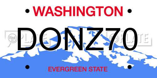 DONZ70 Washington License Plate