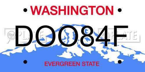 DOO84F Washington License Plate