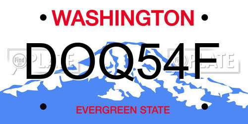 DOQ54F Washington License Plate