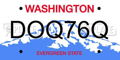 DOQ76Q Washington License Plate