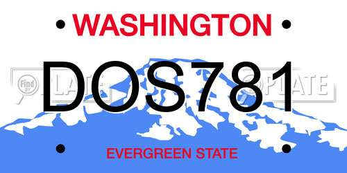 DOS781 Washington License Plate