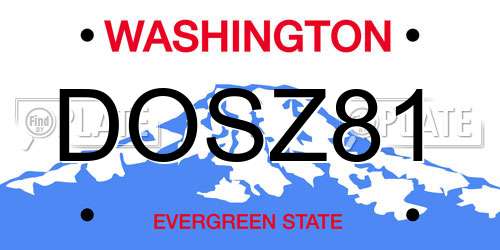 DOSZ81 Washington License Plate