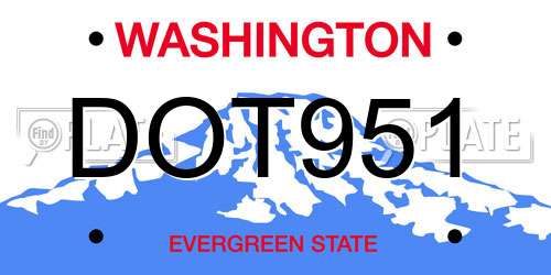 DOT951 Washington License Plate