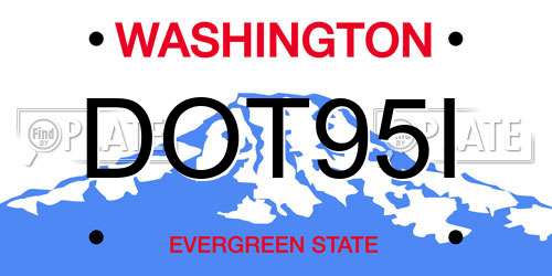 DOT95I Washington License Plate