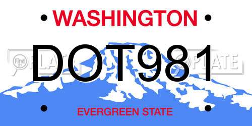 DOT981 Washington License Plate
