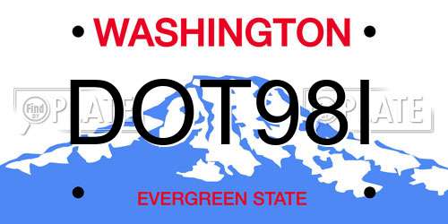 DOT98I Washington License Plate