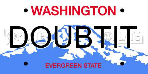 DOUBTIT Washington License Plate