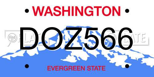 DOZ566 Washington License Plate