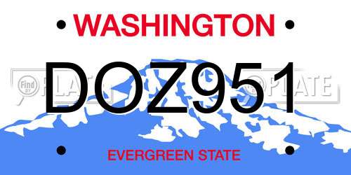 DOZ951 Washington License Plate